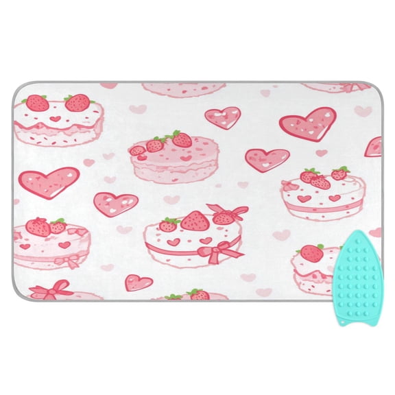 Ironing Mat Portable Ironing Blanket for Table Top Travel Ironing Pad for Washer Dryer 27.6" x 47.2" Cute Pink Cake Pattern