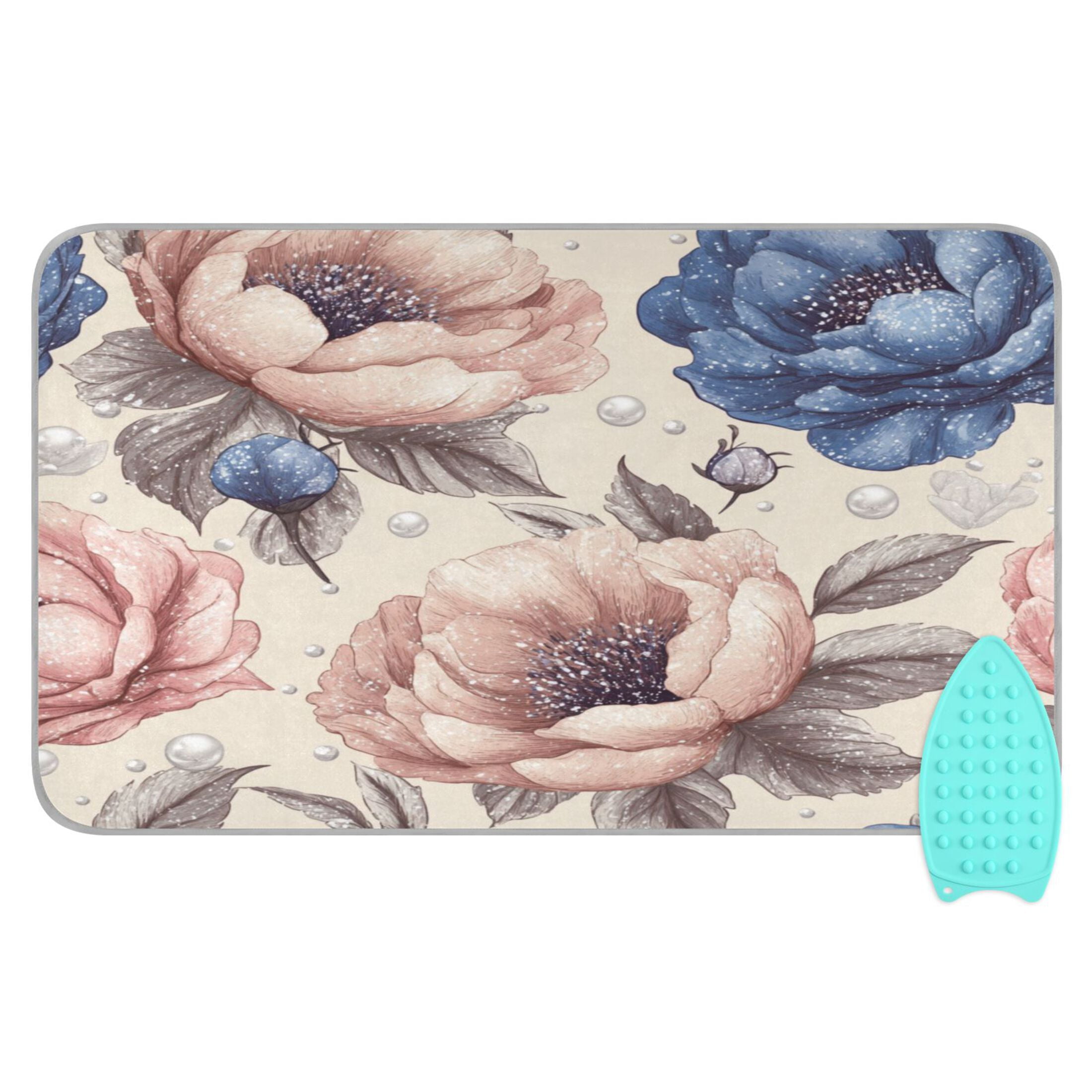 Ironing Mat Portable Ironing Blanket for Table Top Travel Ironing Pad for Washer Dryer 27.6" x 47.2" Dusty Pink Peonies