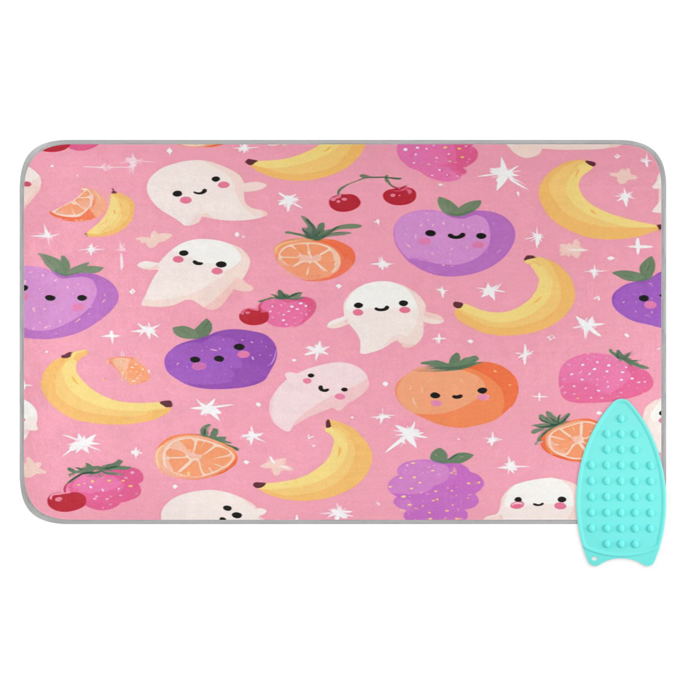 Ironing Mat Portable Ironing Blanket for Table Top Travel Ironing Pad for Washer Dryer 27.6" x 47.2" Fruit and Little Ghosts