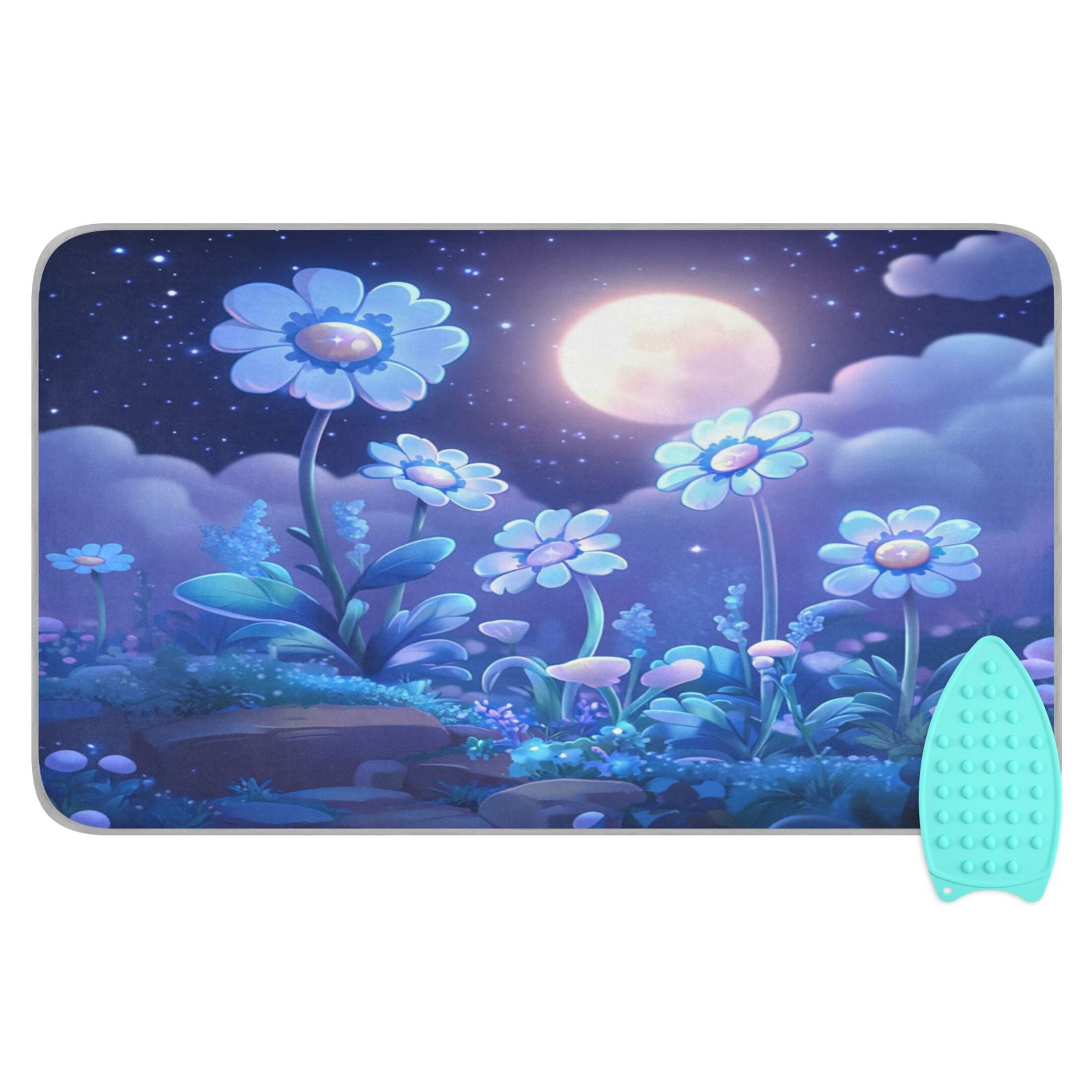 Ironing Mat Portable Ironing Blanket for Table Top Travel Ironing Pad for Washer Dryer 27.6" x 47.2" Glowing Flowers