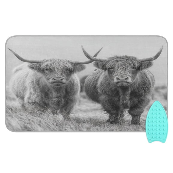 Ironing Mat Portable Ironing Blanket for Table Top Travel Ironing Pad for Washer Dryer 27.6" x 47.2" Grey Highland Cattle