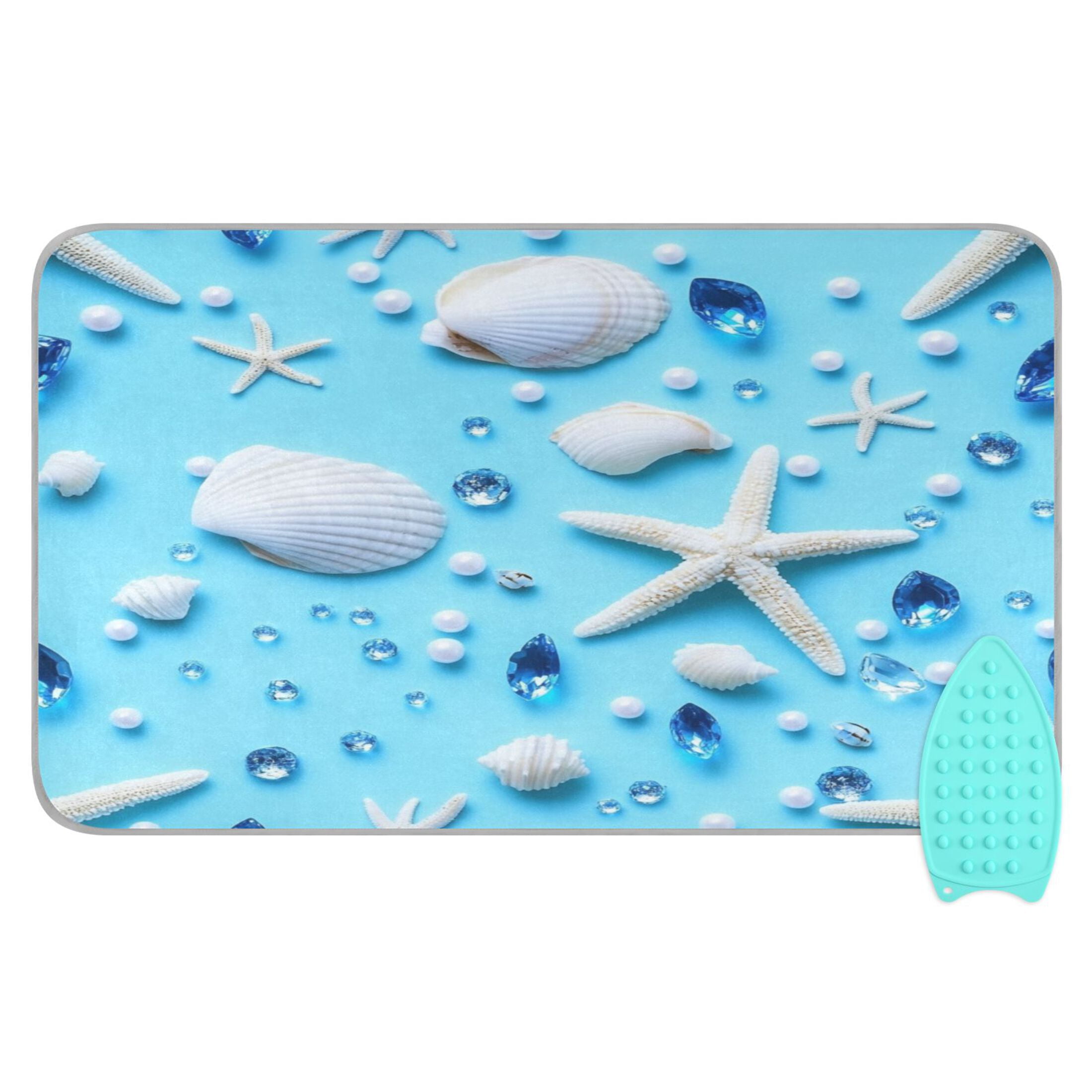Ironing Mat Portable Ironing Blanket for Table Top Travel Ironing Pad for Washer Dryer 27.6" x 47.2" Light Blue Glass Beads