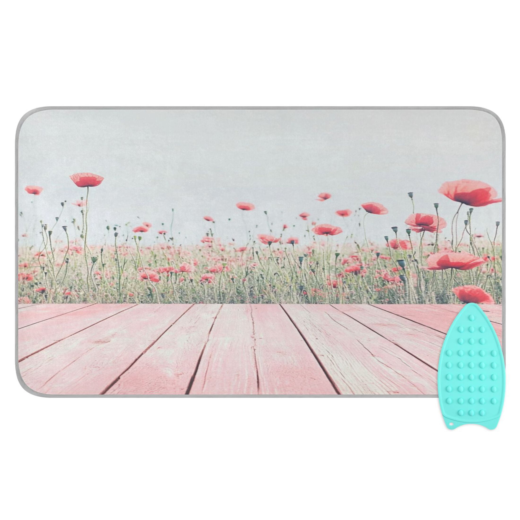 Ironing Mat Portable Ironing Blanket for Table Top Travel Ironing Pad for Washer Dryer 27.6" x 47.2" Light Pink Wooden Floor