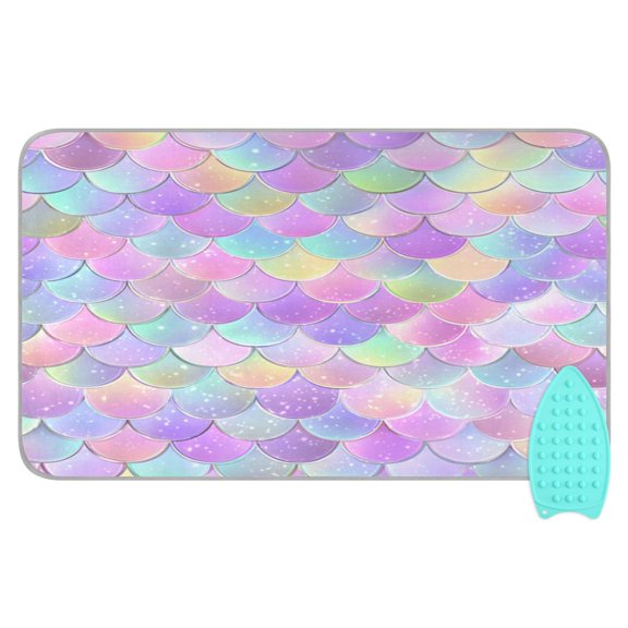 Ironing Mat Portable Ironing Blanket for Table Top Travel Ironing Pad for Washer Dryer 27.6" x 47.2" Mermaid Scale Pattern