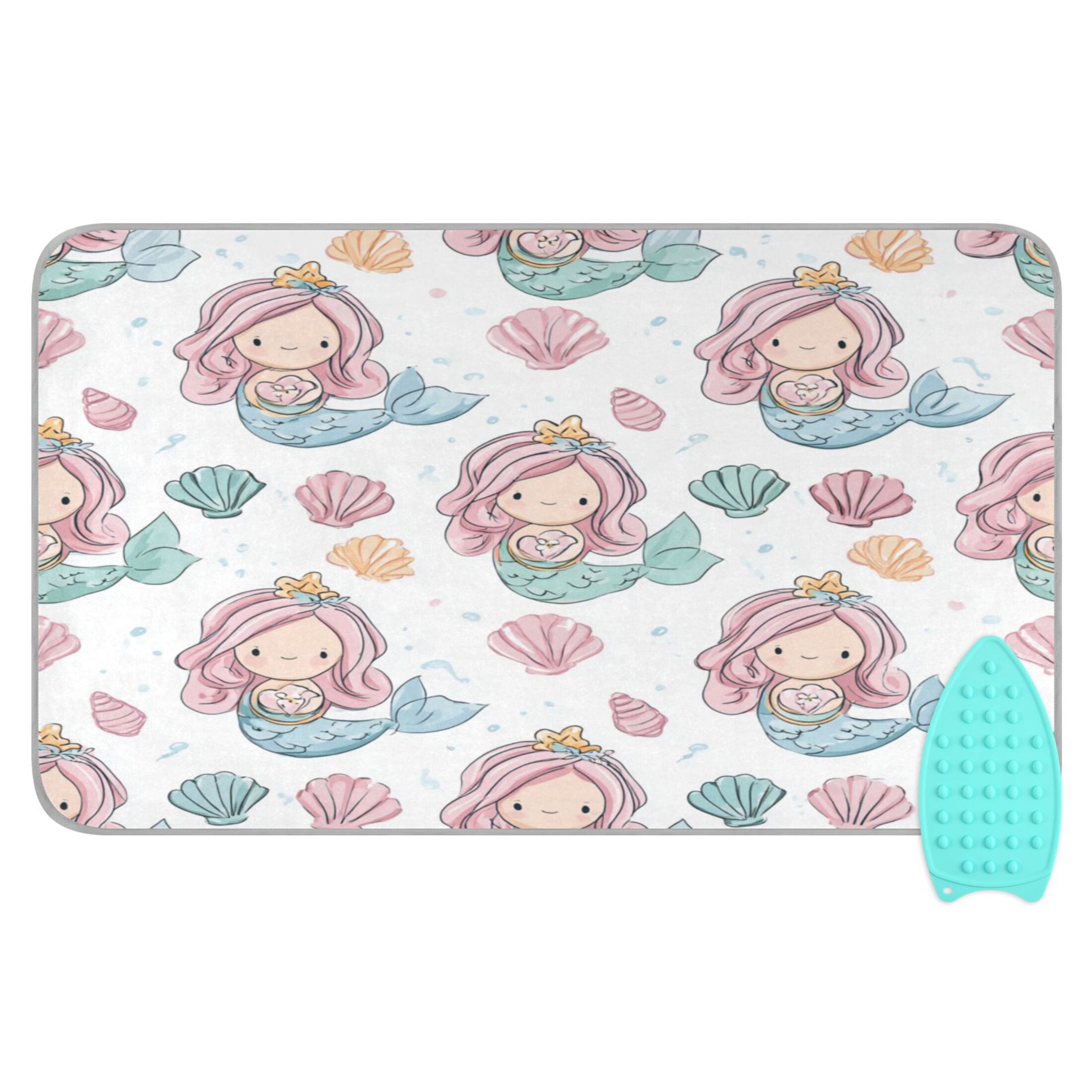 Ironing Mat Portable Ironing Blanket for Table Top Travel Ironing Pad for Washer Dryer 27.6" x 47.2" Pastel Colors Mermaid