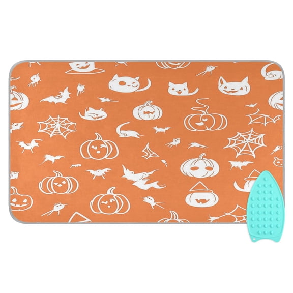 Ironing Mat Portable Ironing Blanket for Table Top Travel Ironing Pad for Washer Dryer 27.6" x 47.2" Pattern Of Cute Halloween Elements