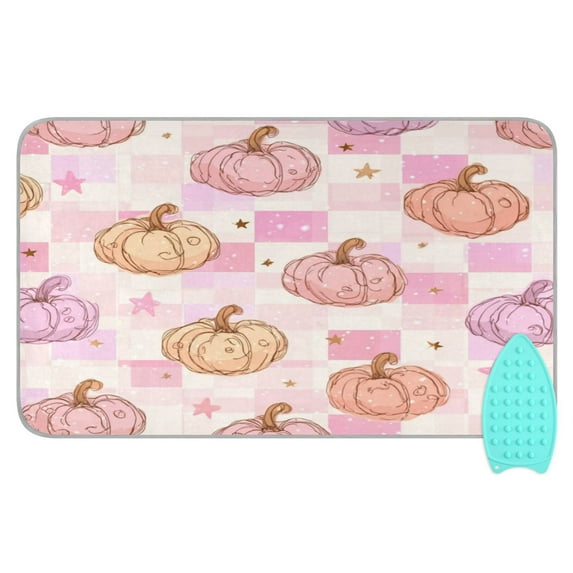 Ironing Mat Portable Ironing Blanket for Table Top Travel Ironing Pad for Washer Dryer 27.6" x 47.2" Pink and Peach-colored Pumpkins