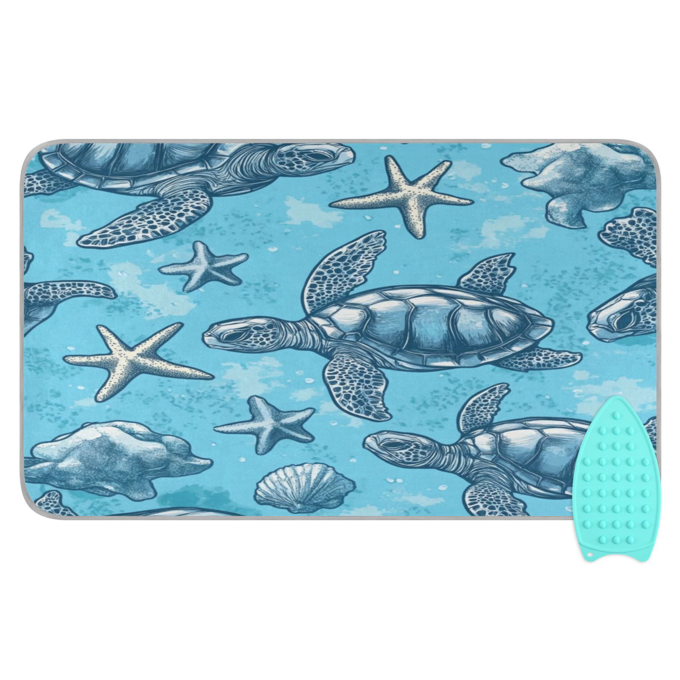 Ironing Mat Portable Ironing Blanket for Table Top Travel Ironing Pad for Washer Dryer 27.6" x 47.2" Sea Turtles and Starfish Pattern