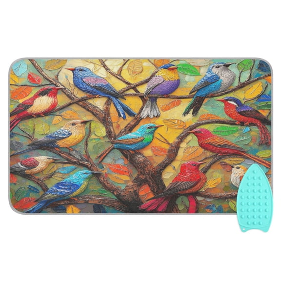 Ironing Mat Portable Ironing Blanket for Table Top Travel Ironing Pad for Washer Dryer 27.6" x 47.2" Various Colorful Birds
