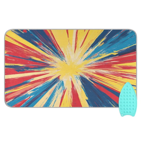 Ironing Mat Portable Ironing Blanket for Table Top Travel Ironing Pad for Washer Dryer 27.6" x 47.2" Vibrant Yellow Rays