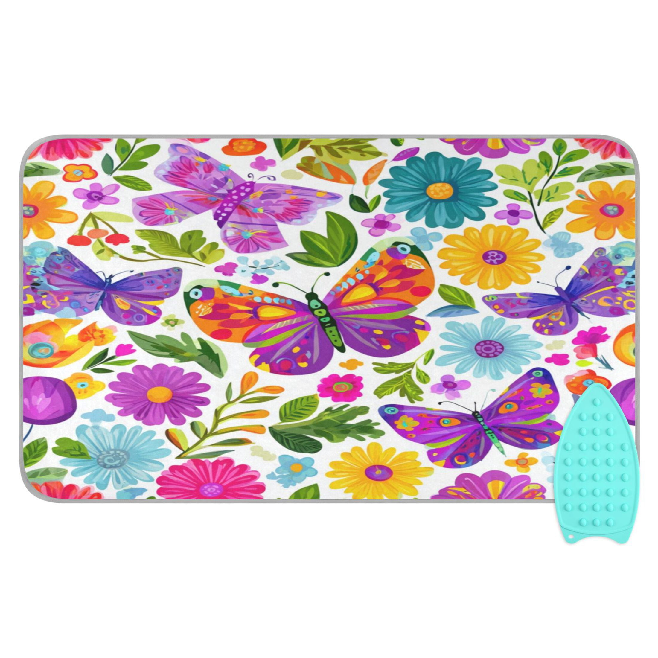 Ironing Mat Portable Ironing Blanket for Table Top Travel Ironing Pad for Washer Dryer 27.6" x 47.2" Vibrant and Lively Butterflies