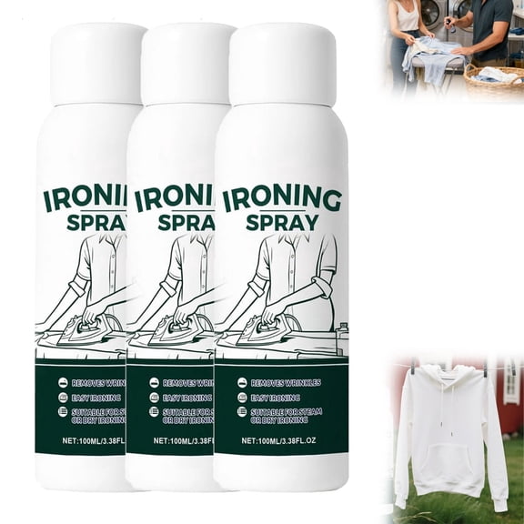 Ironing Starch Spray - No Flaking, No Clogging Anti-Static Mist | Professional Iron Spray to Starch Clothes for Wool Silk Cotton Linen Business Trips Traveling Home Households, 3pcs