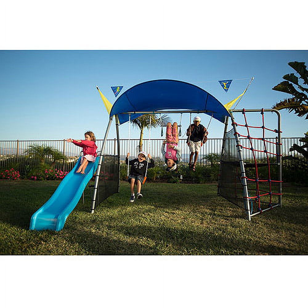 Ironkids Inspiration 300 Refreshing Mist Swing Set with Rope Climb and Expanded UV Protective Sunshade - image 1 of 11