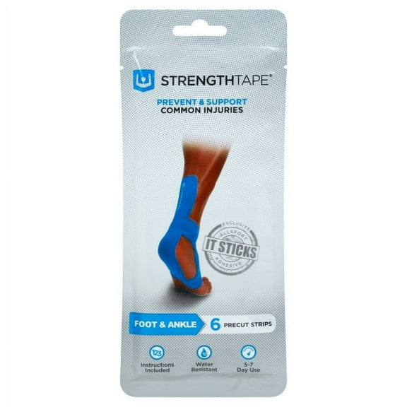 Ironman STREANGTHTAPE Prevent & Support Foot & Ankle Precut Strips, 6 Count