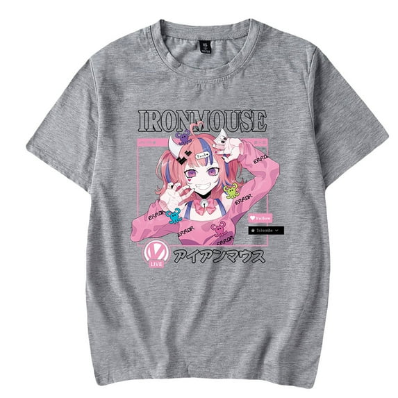 Ironmouse Cute Unisex Short Sleeve T-shirts Men Women Streetwear Printing Casual Stylish