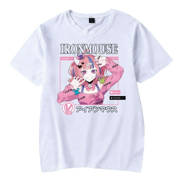 Ironmouse Cute Unisex Short Sleeve T-shirts Men Women Streetwear Printing Casual Stylish