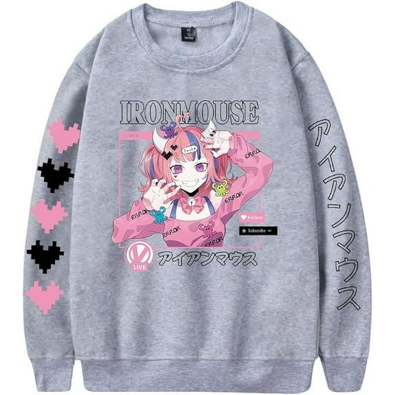 Ironmouse Merch Long-sleeved Cute Trendy Round Neck Pullover Men And Women Harajuku Tops