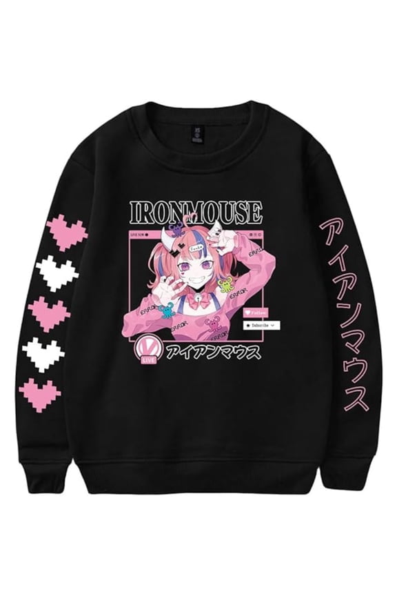 Ironmouse Merch Long-sleeved Cute Trendy Round Neck Pullover Men And Women Harajuku Tops
