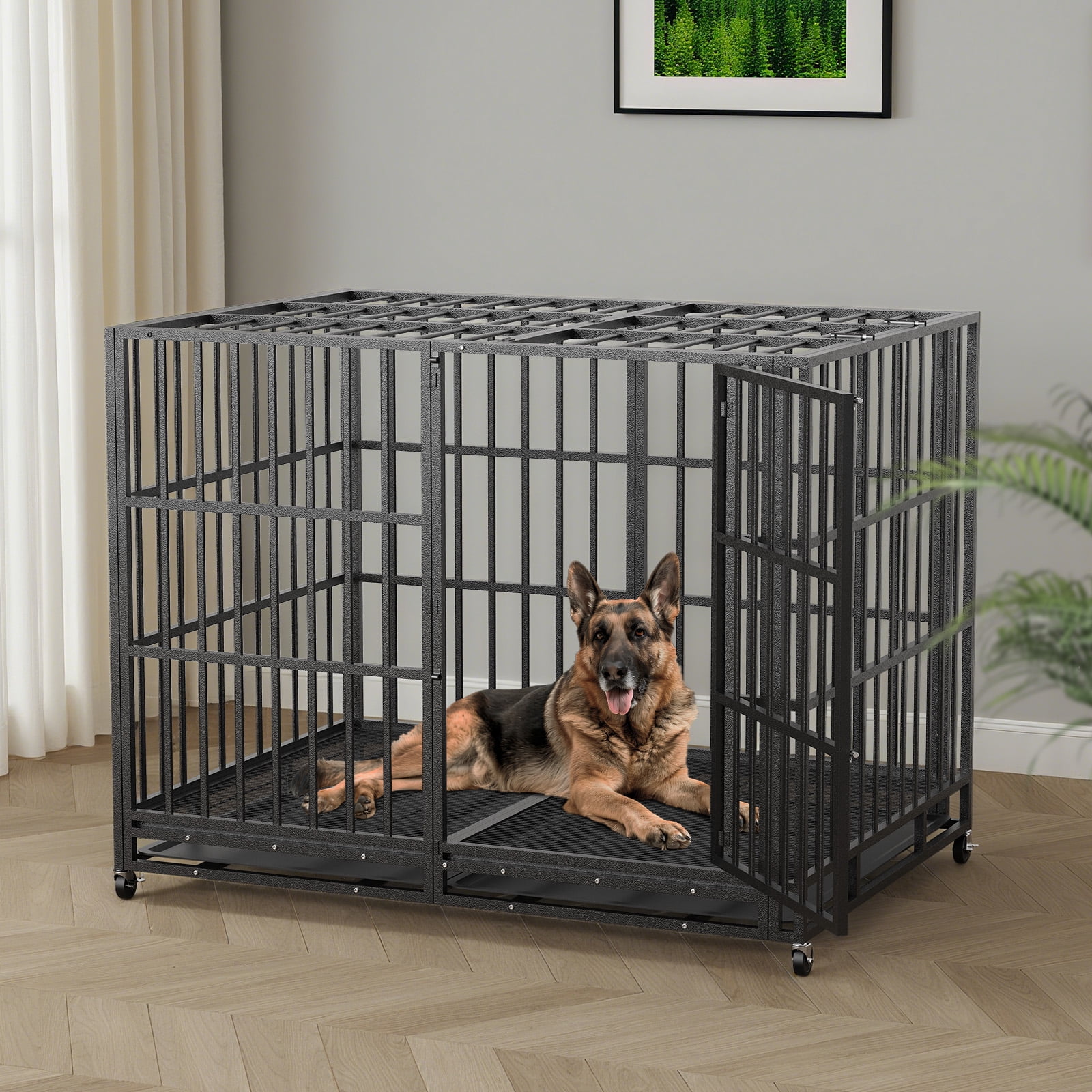Ironovahome 60" Heavy Duty Dog Crate for Large Dogs, Indestructible ...