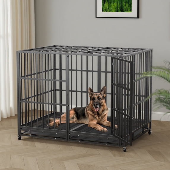 Ironovahome 60" Heavy Duty Dog Crate for Large Dogs, Indestructible ...