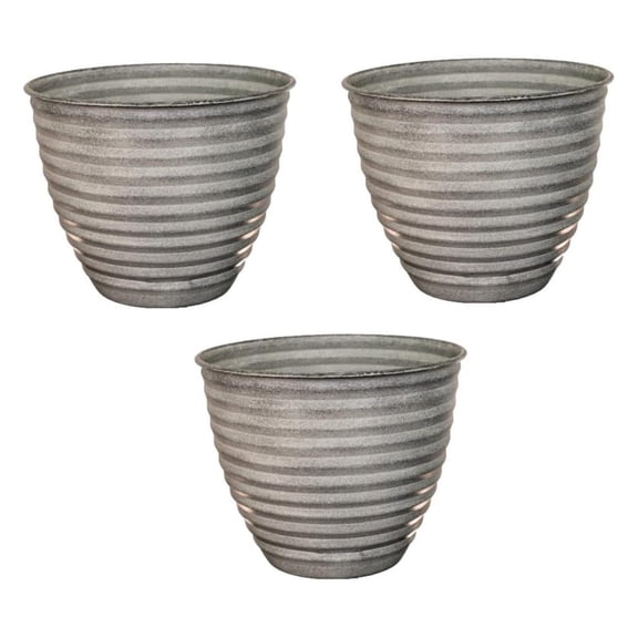 Ironstone 10" Woodsdale Planter - Dusted Pearl 3-Pack 10-Inch