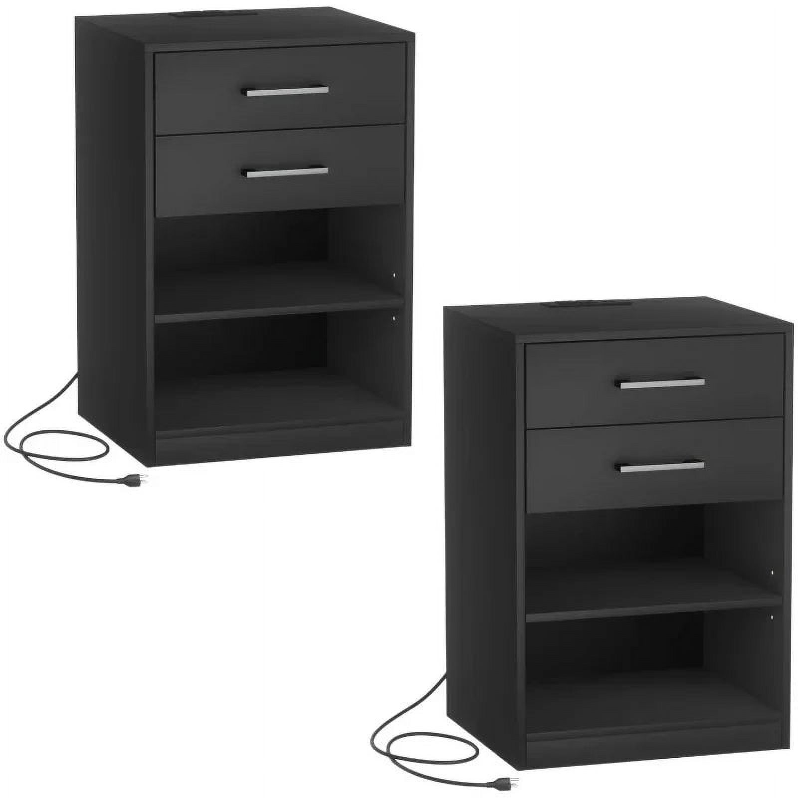 Irontar Nightstands Set of 2, Night Stand with Charging Station