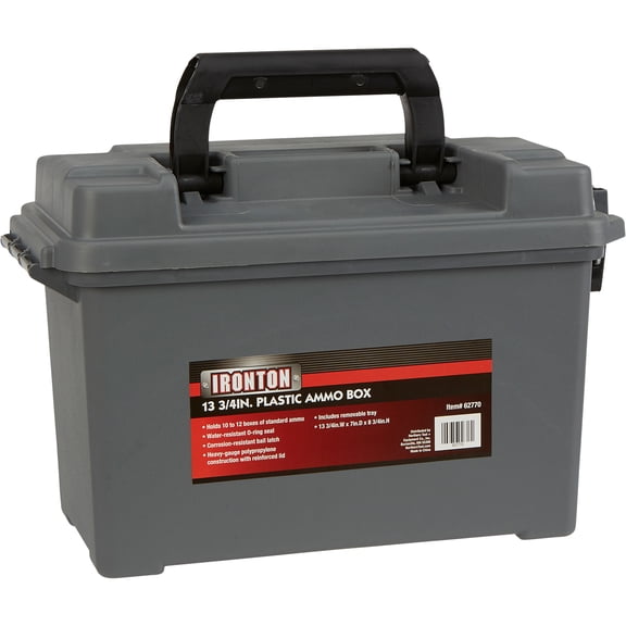 Ironton 13-3/4in. Plastic Ammo Box, 13-3/4in.W x 7in.D x 8-3/4in.H