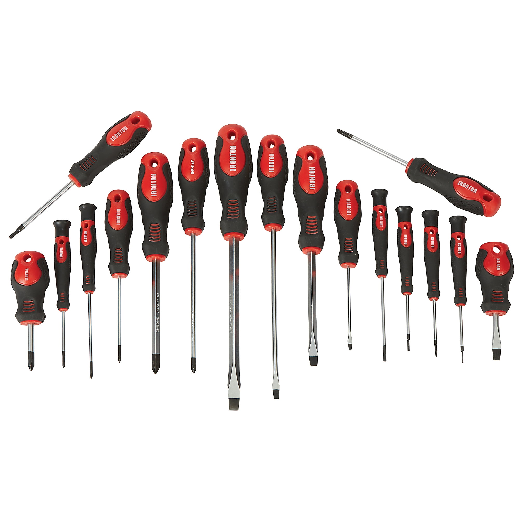 Ironton GS-77002, CRV Steel Nonslip Magnetic Screwdriver Set 18 Pieces ...