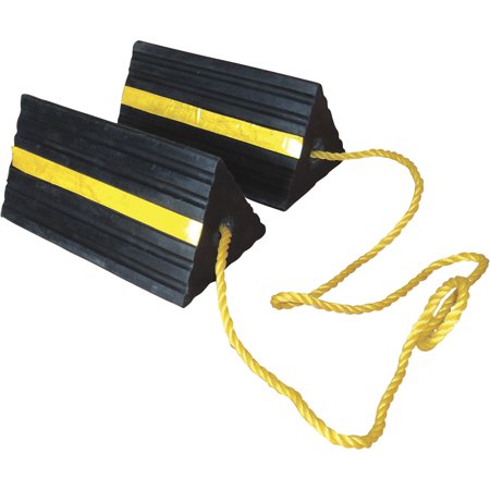 Ironton Aircraft Wheel Chocks, Small Size, Ribbed Rubber, 10in. x 5in. x 4-5/16in., 2-Pk.