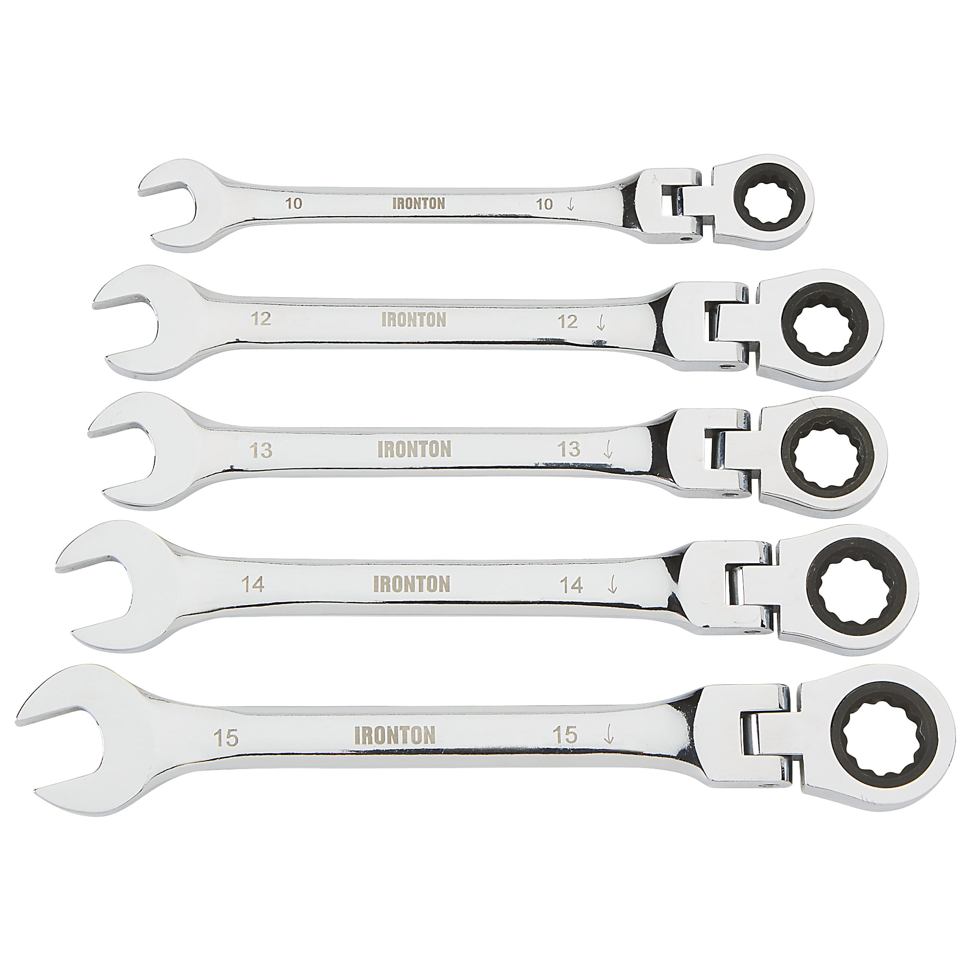 Ironton 5-Pc. Flex-Head Metric Ratcheting Combination Wrench Set