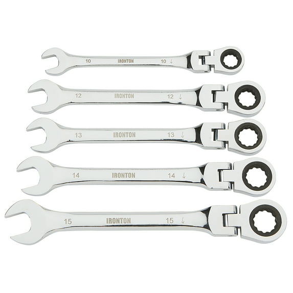 Ironton 5-Pc. Flex-Head Metric Ratcheting Combination Wrench Set