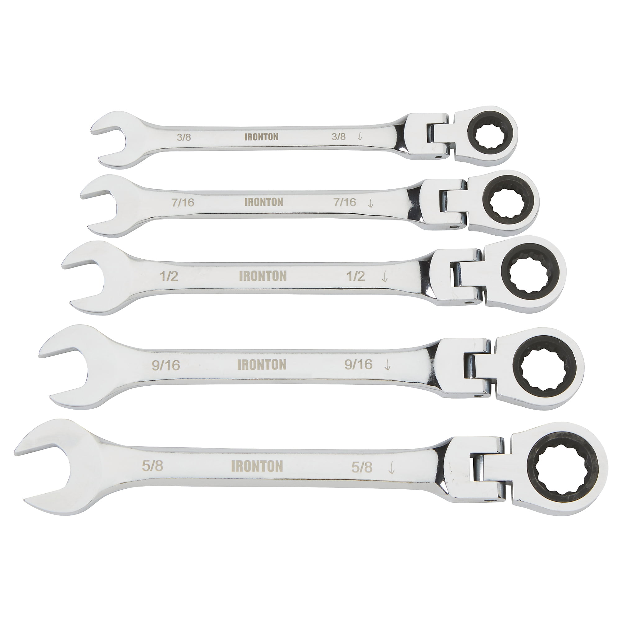 Ironton 5-Pc. SAE Flex-Head Ratcheting Combination Wrench Set