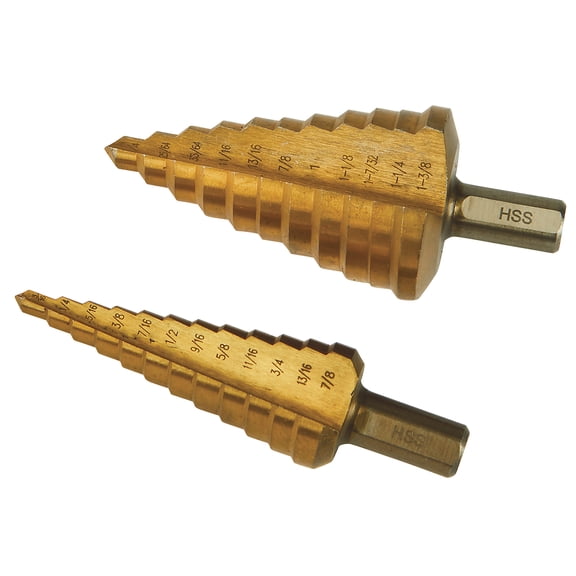 Ironton Step Drill Bit Set, Titanium Coated, 2-Pc.