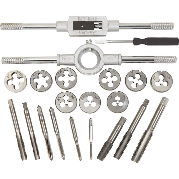 Ironton 21-Pc. Metric Tap and Die Set, M3M12, Carbon Steel, Tap Wrench, Die Handle, Plastic Case
