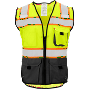 Ironwear 1244 Class 2 Black Bottom Safety Vest w/ Zipper & Radio Clips