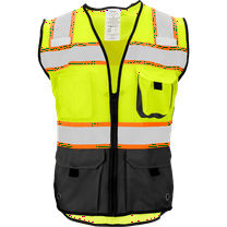 Ironwear 1244 Class 2 Black Bottom Safety Vest w/ Zipper & Radio Clips