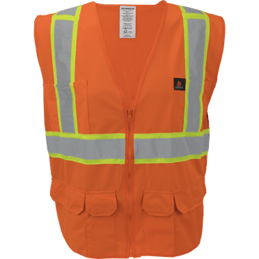 Ironwear 1277 Class 2 Flame-Retardant Surveyor Safety Vest w/ Zipper & Radio Clips