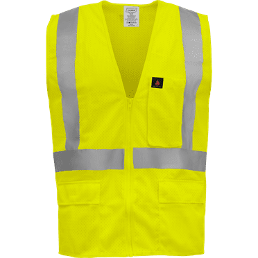 Ironwear 1284 Class 2 Flame-Retardant Safety Vest w/ Zipper & 5 Pockets