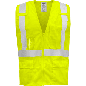 Ironwear 1284 Class 2 Safety Vest w/ Zipper, Radio Clips & ID Holder