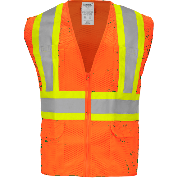 Ironwear 1287 Class 2 Polyester Safety Vest w/ Zipper & 2” Reflective Tape