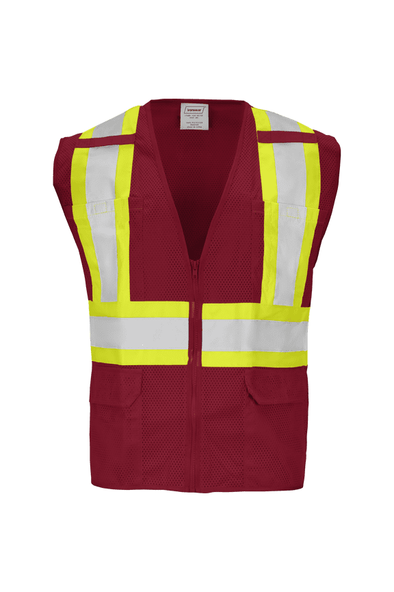 1287 Standard Polyester Mesh Safety Vest w/ Zipper & Radio Clips