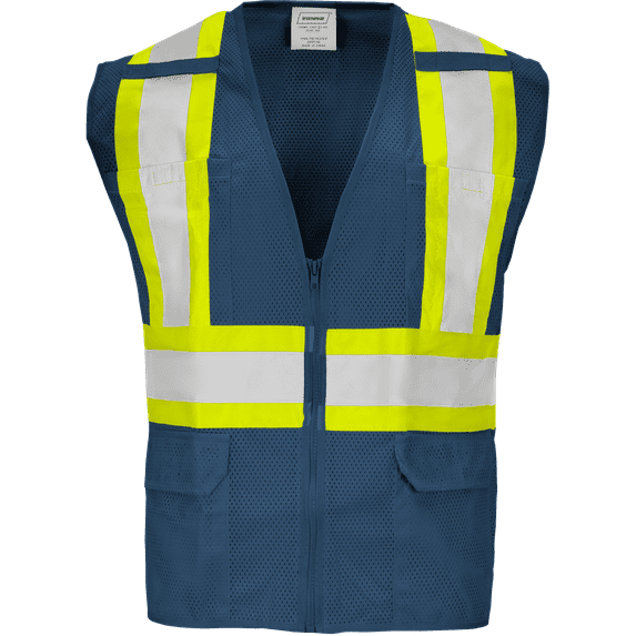 Ironwear 1287 Standard Polyester Mesh Safety Vest w/ Zipper & Radio Clips