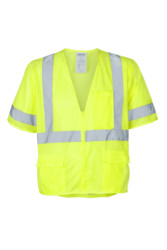 1294 Class 3 Polyester Mesh Safety Vest w/ Zipper & 6 Pockets