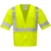 Ironwear 1294 Class 3 X-Back Polyester Mesh Safety Vest w/ Zipper & Radio Clips
