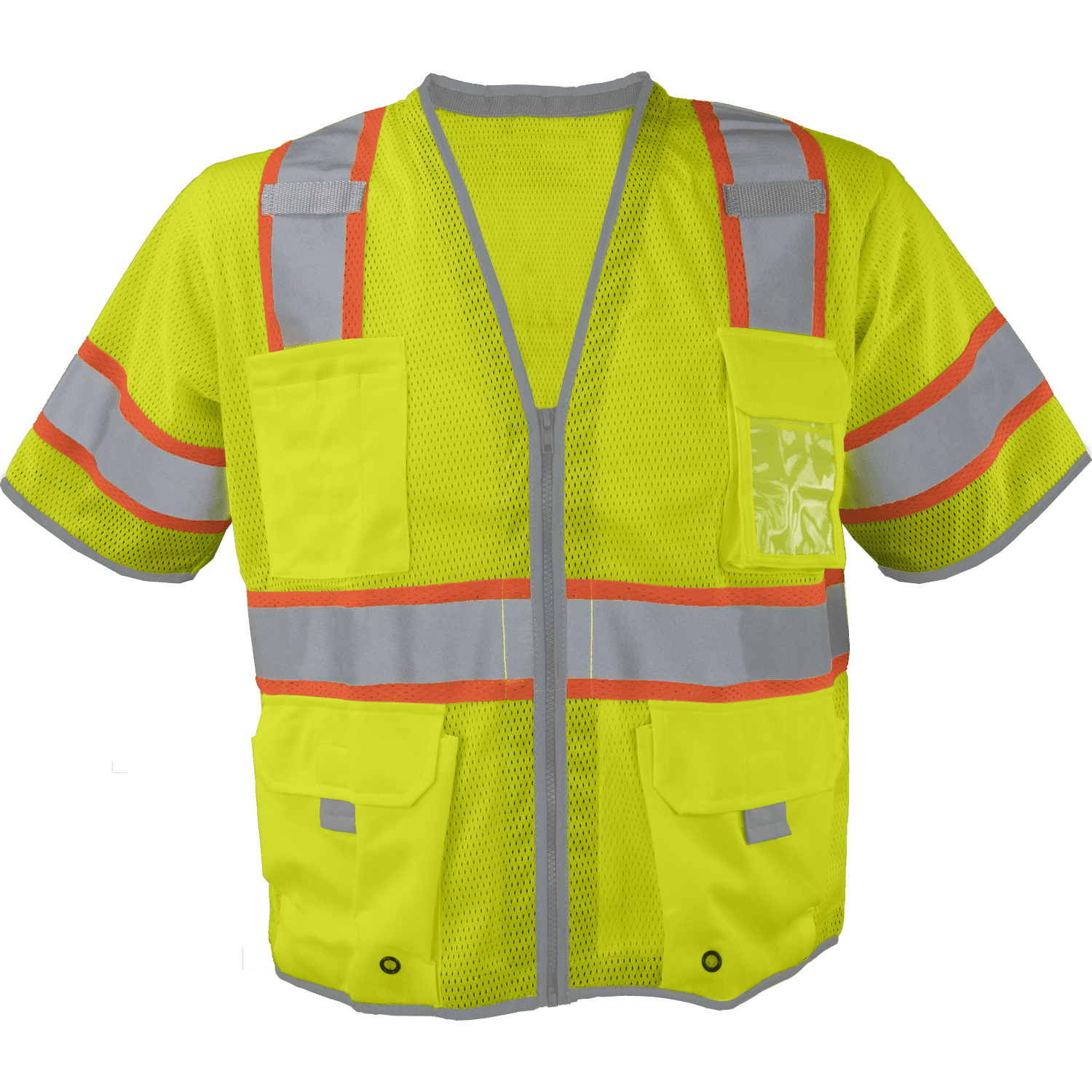 Ironwear 1299 Class 3 Polyester Mesh Safety Vest w/ Zipper, Radio Clips & Badge Holder