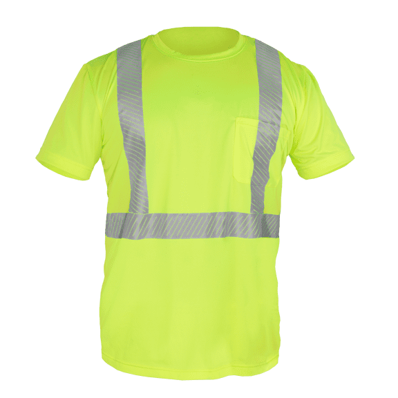 Class 2 Hi Vis Short Sleeve Safety Shirt with Reflective Tape (Lime, 3X-Large)