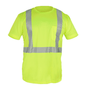 Class 2 Hi Vis Short Sleeve Safety Shirt with Reflective Tape Lime, Small