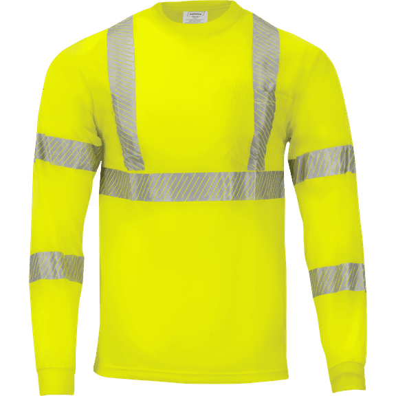 Ironwear 1855 Hi-Vis Long Sleeve Safety T-Shirt with Heat Transferred Reflective Tape | UPF 50+