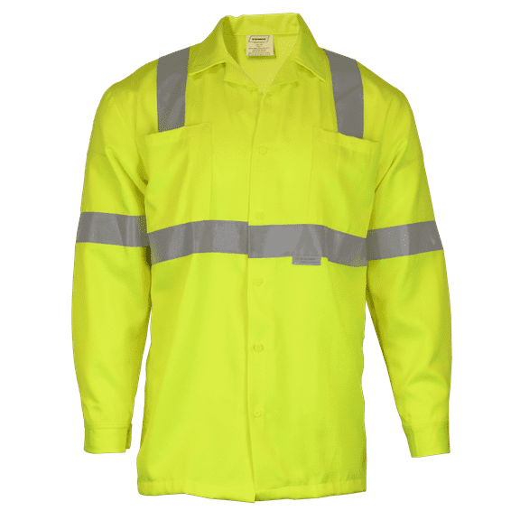 Class 3 Hi Vis Reflective Polyester Long Sleeve Collared Work Shirt (4X-Large)