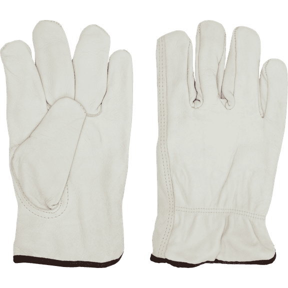 Ironwear 4189 Abration Resistant Buffalo Grain Leather Work Gloves with Elastic Wrist (Alabaster, Large)